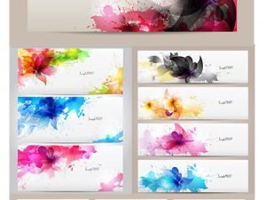 Abstract Banners With Flowers