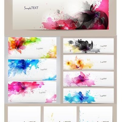 Abstract Banners With Flowers