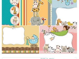 Baby Shower Cartoon Animals Vector