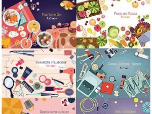 250 Flat Lay Vector Clipart Elements