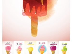 Icecream Watercolor Vector Background