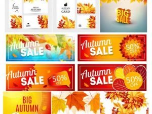 Autumn Sale Banner Template Set Business Discount Card