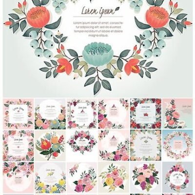 Beautiful Floral Bouquet With Spring Flowers For Invitations