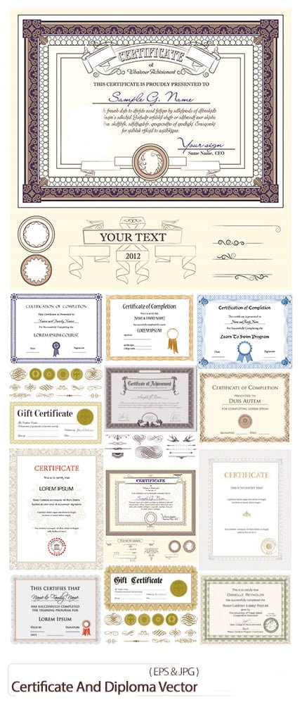 certificate.and.diploma.vector.collection Certificate And Diploma Vector Collection
