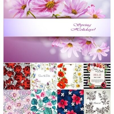 Collection Flowers Pattern Background