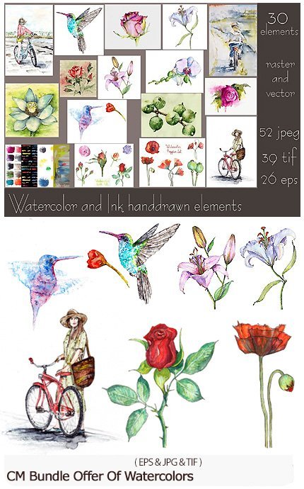 creativemarket.bundle.offer.of.watercolors CreativeMarket Bundle Offer Of Watercolors