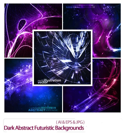 Dark Abstract Futuristic Backgrounds Vector