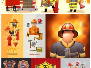 Fire Safety And Equipment Collection Vector Illustrations