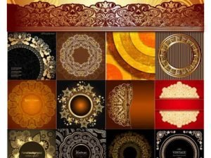 Golden Circles With Vintage Ornament Backgrounds