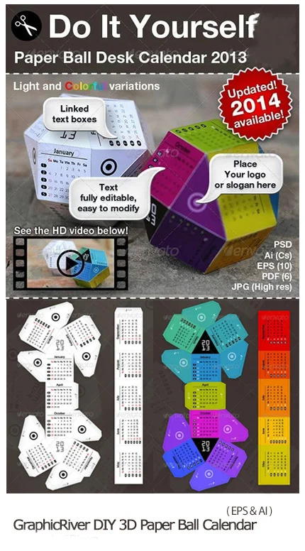 GraphicRiver DIY 3D Paper Ball Calendar