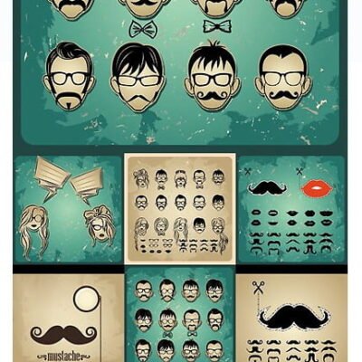 Grunge Style Womans Mans Faces Vector