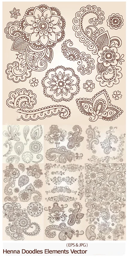 Henna Doodles Elements Vector