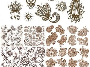 Henna Flowers Pattern Brown Illustration Elements