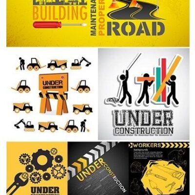 Illustration Of Workers Under Construction Background