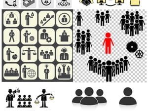 people business silhouette in trendy flat style