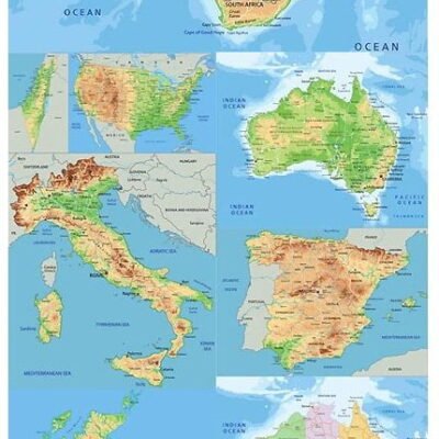 physical map of the world vector