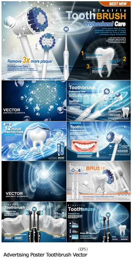 Advertising Poster Electronic Toothbrush Vector