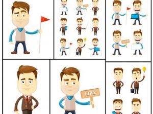 Set Of Businessman In Different Poses