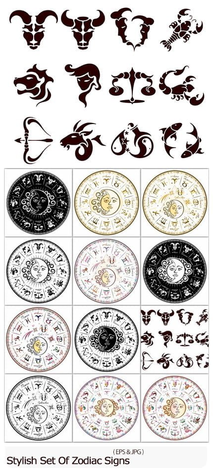 stylish.set.of.zodiac.signs Stylish Set Of Zodiac Signs