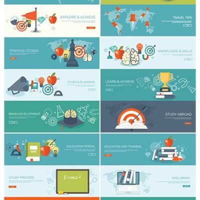 Templates Banner Flat Design Concept Vector