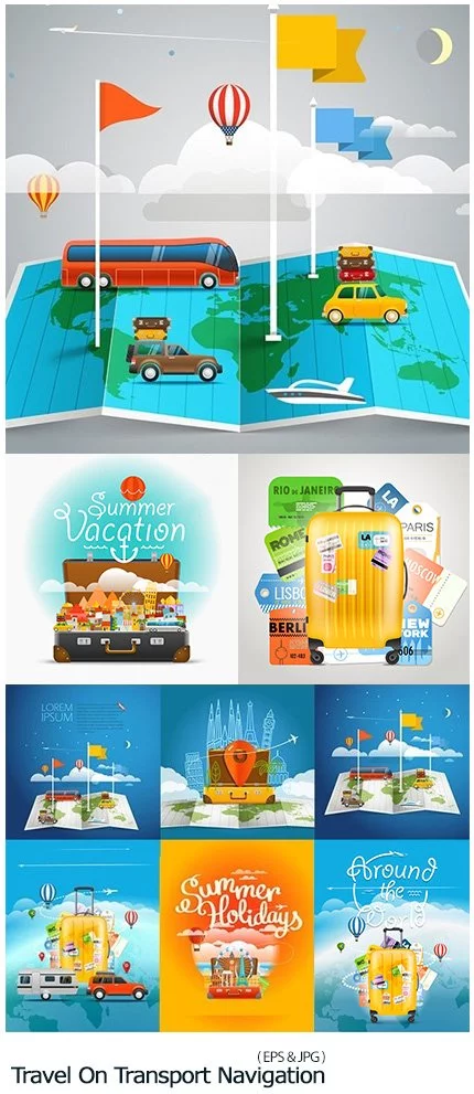 Travel On Transport Navigation And Baggage Illustration