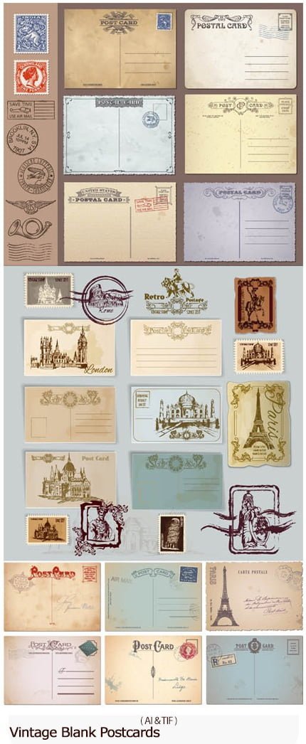 vectors.vintage.blank.postcards Vectors Vintage Blank Postcards