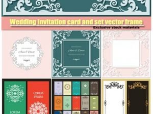 Wedding Invitation Card And Set Of Vector Labels Frame