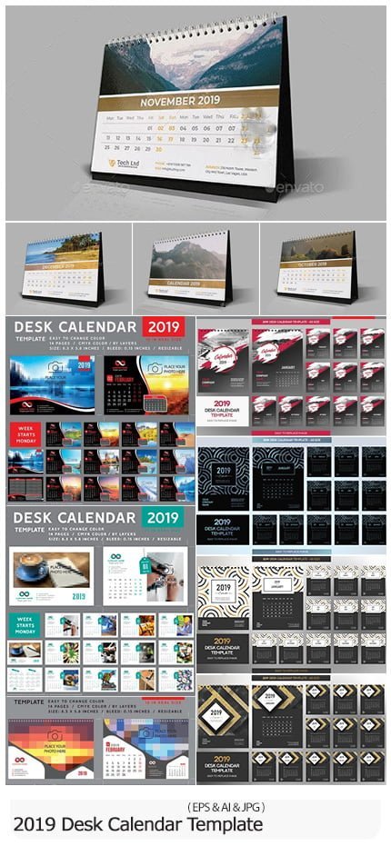 2019.desk.vector.calendar.design.template 2019 Desk Vector Calendar Design Template