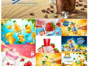 3D Vector Illustration With Fruits And Drinks