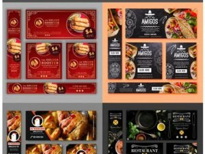 50 Colorful Restaurant Banners Collection In Vector