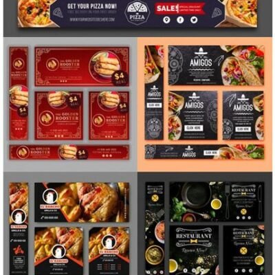 50 Colorful Restaurant Banners Collection In Vector