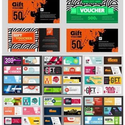 Big Voucher Discount Template Vector Set