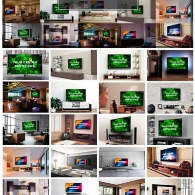 CM 25 Television Mockup Bundle psd