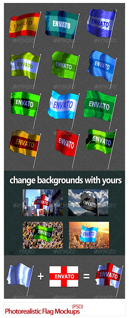 GraphicRiver 15 Photorealistic Flag Mockups psd