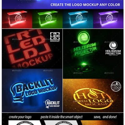 GraphicRiver Illuminated Logo Mockups psd