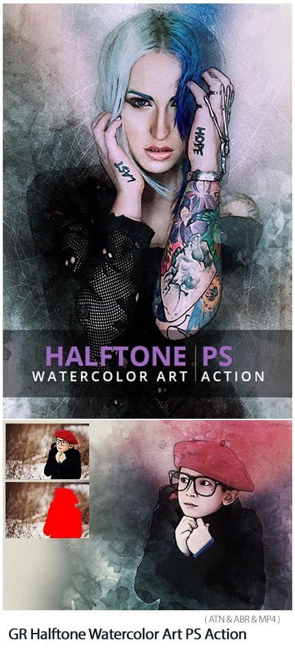 halftone.watercolor.art.ps.action Halftone Watercolor Art PS Action