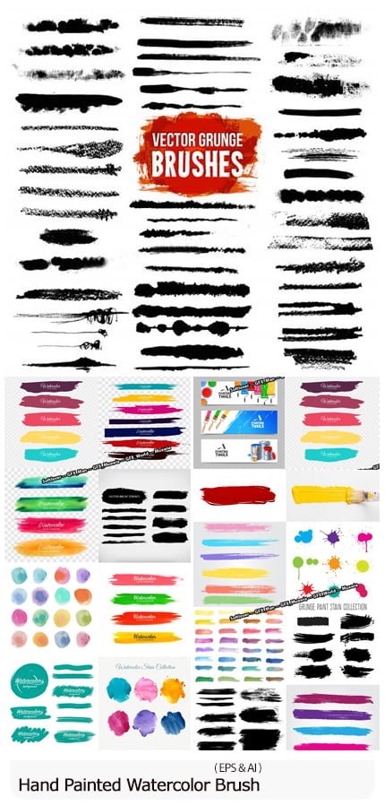hand.painted.watercolor.brush.vector.bundle Hand Painted Watercolor Brush Vector Bundle