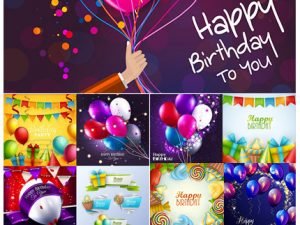 Happy Birthday Holiday Balloons And Gifts Collection