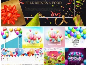 Happy Birthday Holiday Invitation Balloons And Gifts