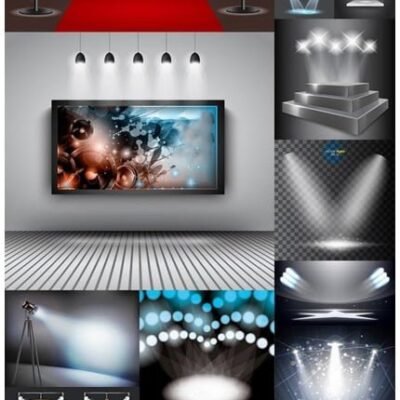 podium scene with light effect decoration lights searchlight