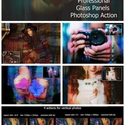 professional glass panels photoshop action
