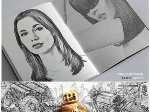 Realistic Pencil Sketch And Modern Sketch Art Action