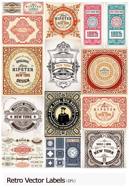 retro.vector.labels Retro Vector Labels