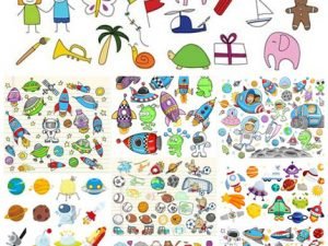 Set Of Childrens Drawings Vector