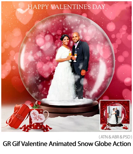 Valentine Animated Snow Globe Action