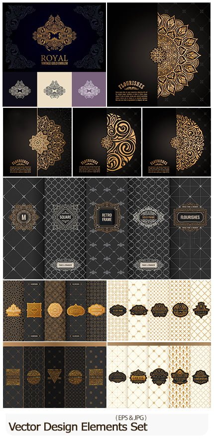 vector.set.of.design.elements.and.vintage.luxury.decorative.design Vector Set Of Design Elements And Vintage Luxury Decorative Design