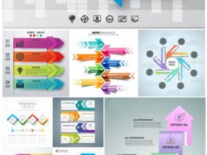 Vectors Arrows Infographics Backgrounds 01