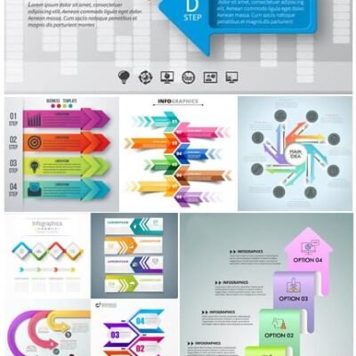 Vectors Arrows Infographics Backgrounds 01