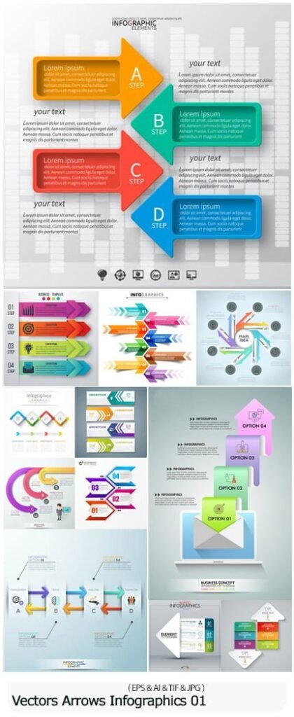Vectors Arrows Infographics Backgrounds 01 | visualstorms