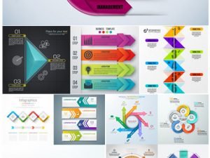 Vectors Arrows Infographics Backgrounds 02